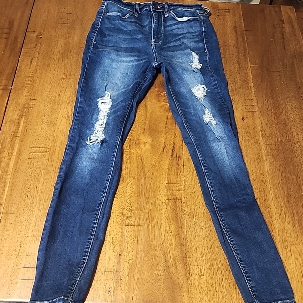 MUDD DESTRUCTION HIGH RISE SKINNY JEGGING JEANS SZ 5 X 27
